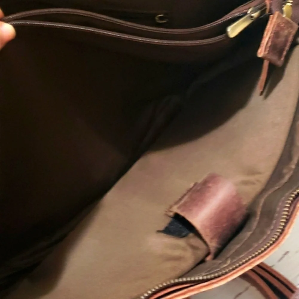 Distress brown leather laptop office work  school messenger bag